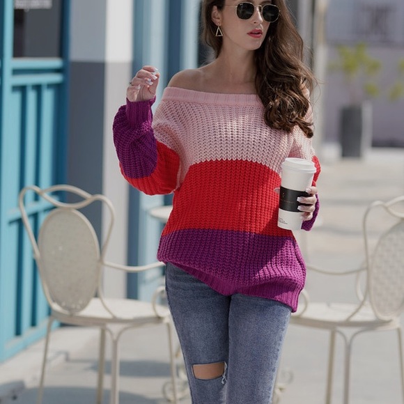 🆕🔥Off the Shoulder Oversized Sweater - Picture 7 of 7